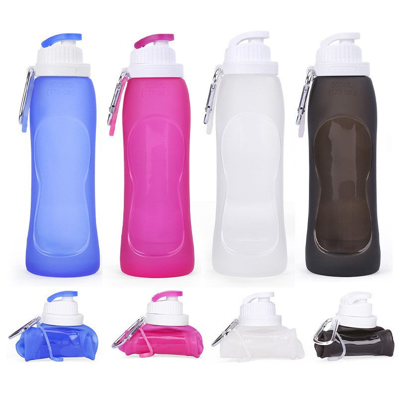 Foldable Silicone Water Bottle - Gray Black
