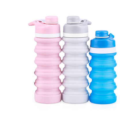 Foldable Silicone Water Bottle - Gray Black