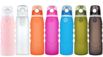 Foldable Silicone Water Bottle - Gray Black