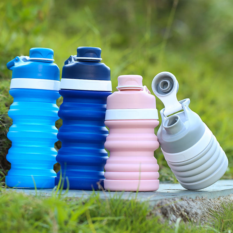 Foldable Silicone Water Bottle - Gray Black
