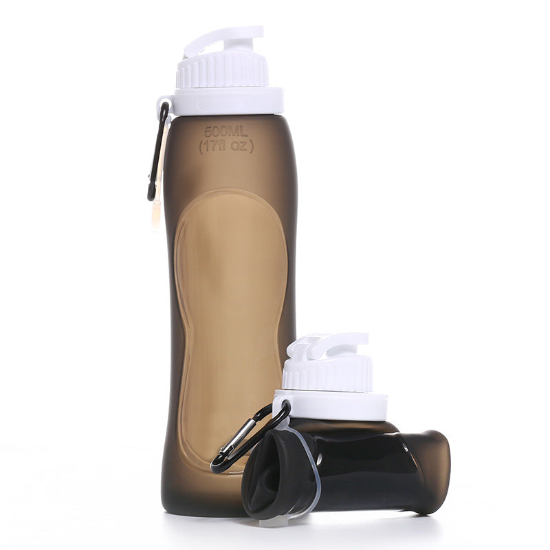 Foldable Silicone Water Bottle - Gray Black