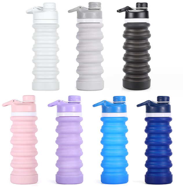Foldable Silicone Water Bottle - Gray Black
