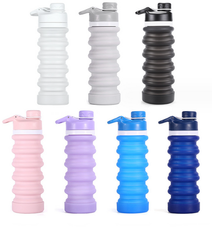Foldable Silicone Water Bottle - Gray Black