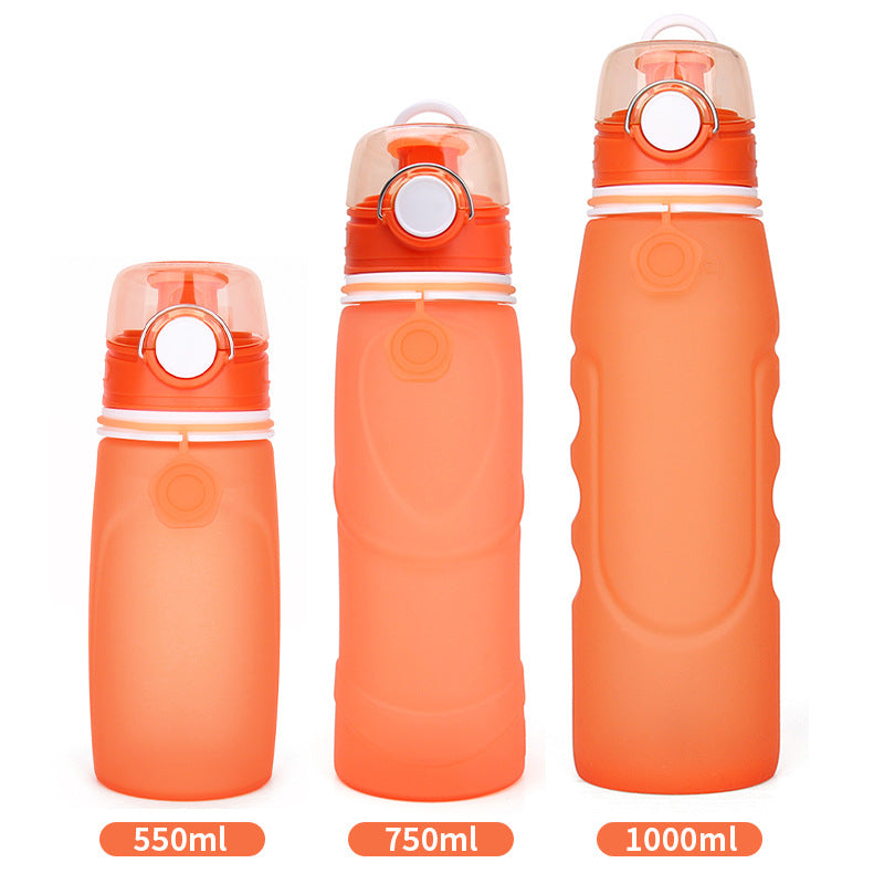 Foldable Silicone Water Bottle - Gray Black