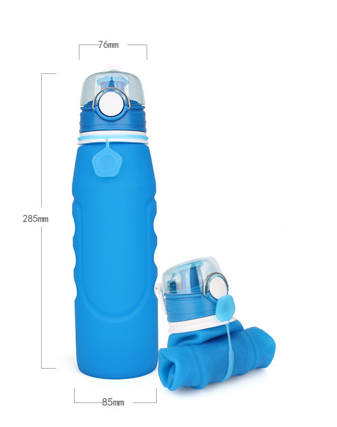Foldable Silicone Water Bottle - Gray Black