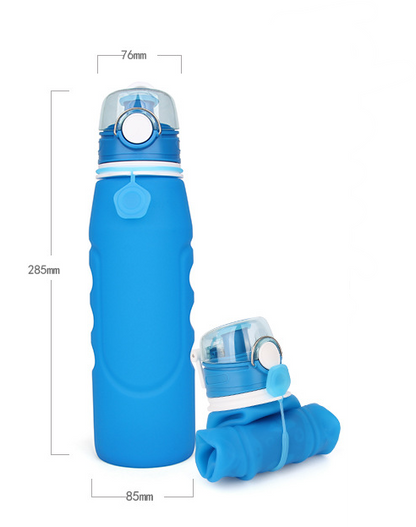 Foldable Silicone Water Bottle - Gray Black