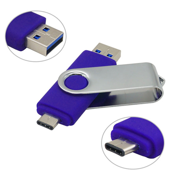 USB Multi-Port Type C Flash Drive Rotating Swivel USB Drive