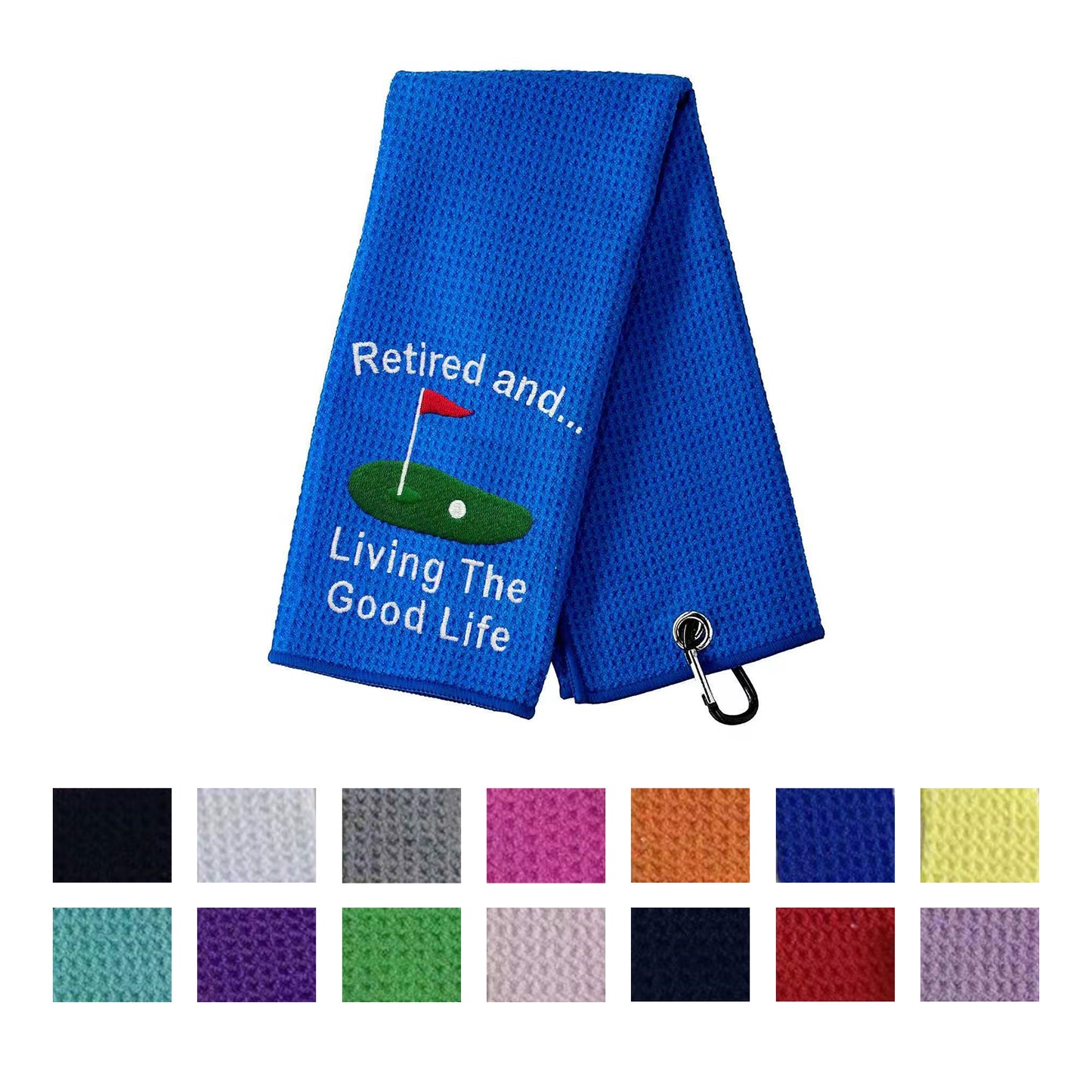 Customizable High-Detail Golf Towel with Carabiner, 15x23 inches