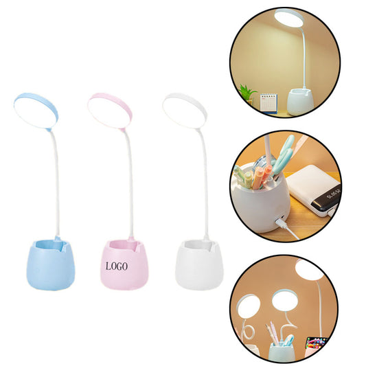Three Level Brightness LED Desktop Light With Pen Holder - White