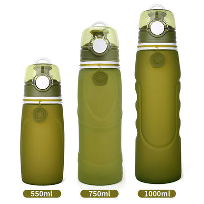 Foldable Silicone Water Bottle - Gray Black