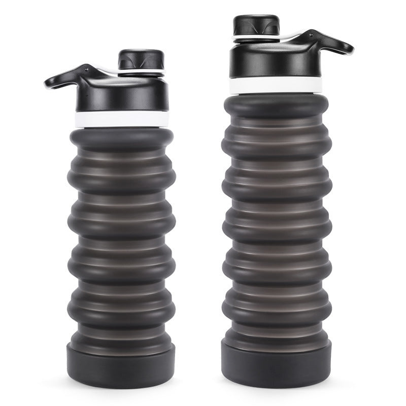 Foldable Silicone Water Bottle - Gray Black