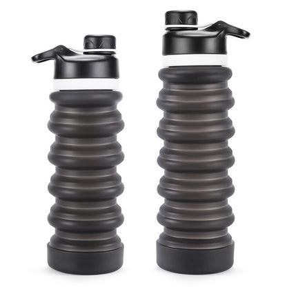 Foldable Silicone Water Bottle - Gray Black