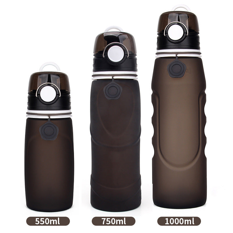 Foldable Silicone Water Bottle - Gray Black