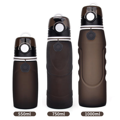Foldable Silicone Water Bottle - Gray Black