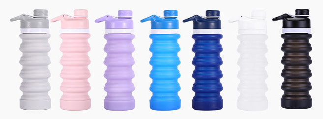 Foldable Silicone Water Bottle - Gray Black