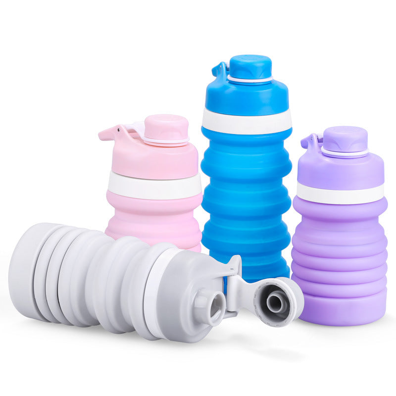 Foldable Silicone Water Bottle - Gray Black