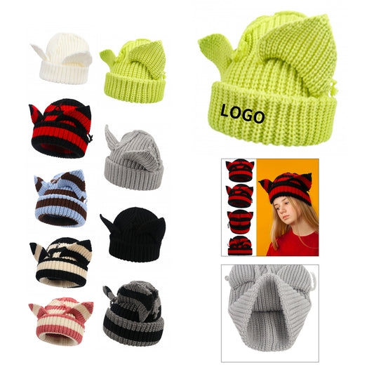 Ladies' Devil Ear Thickened Acrylic Knit Beanie Cap image 0