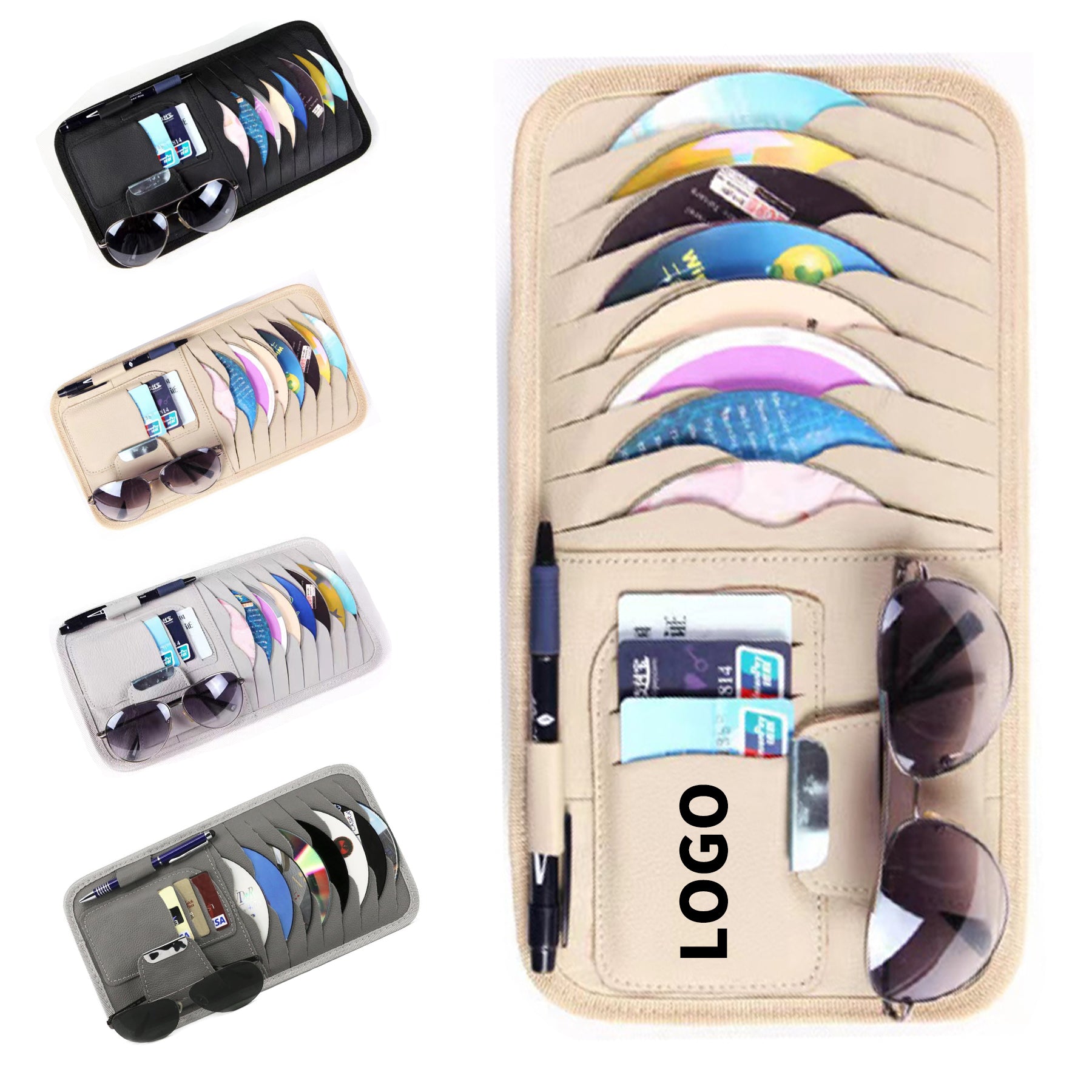 11.4" x 6.3" Pu Leather Car Universal Sun Visor Organizer Pocket Storage Pouch image 0