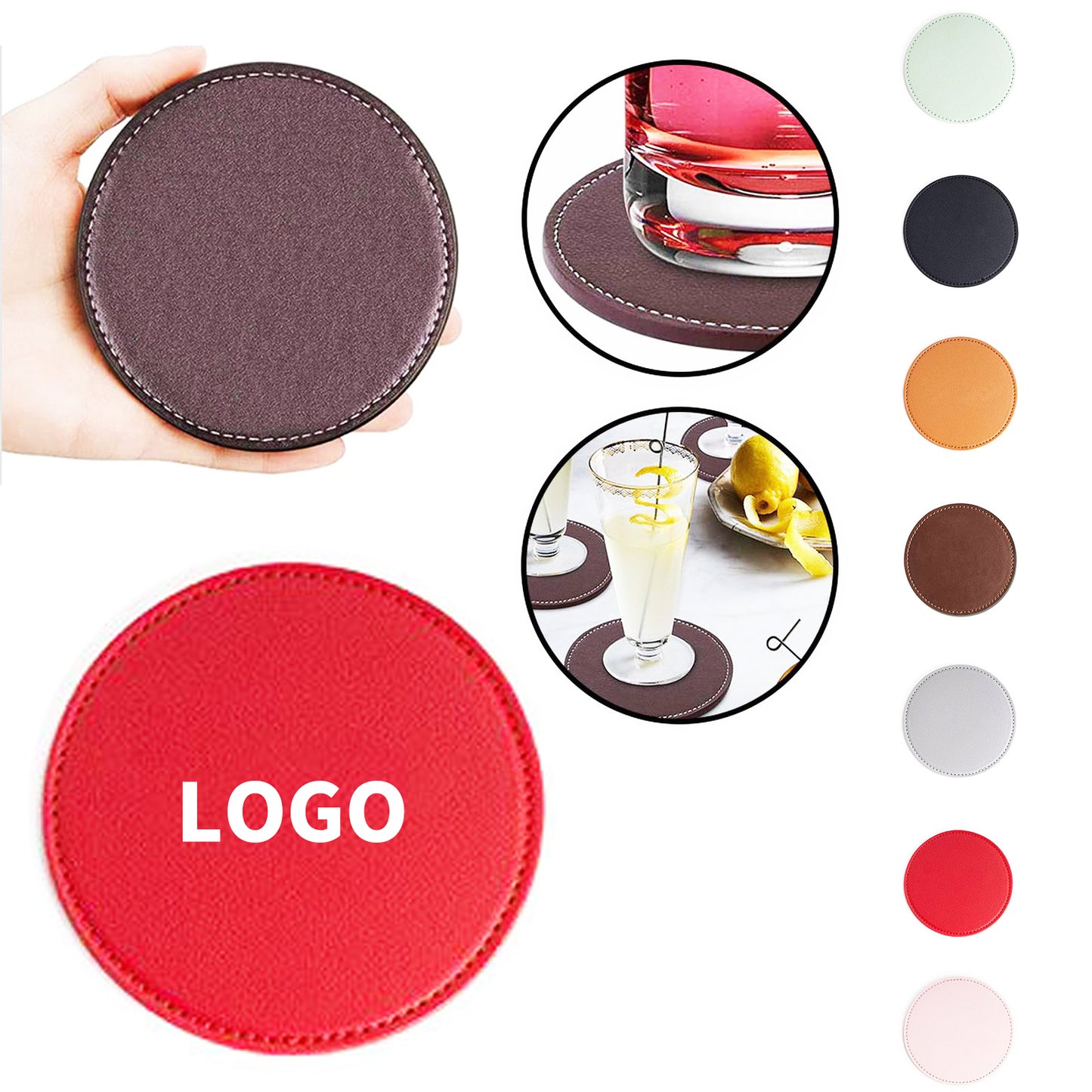 Elegant PU Leather Coaster Set image 0