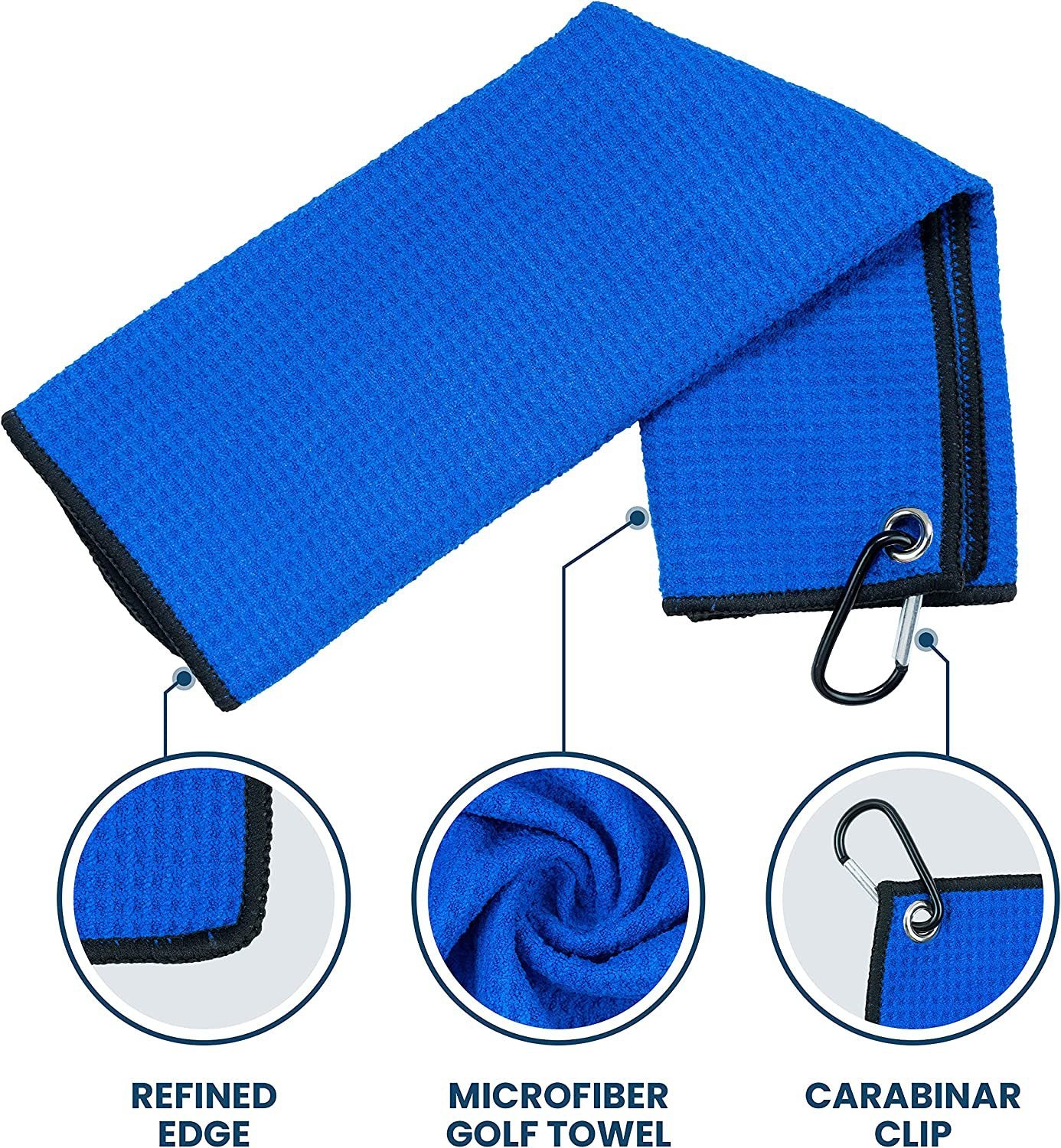 Customizable High-Detail Golf Towel with Carabiner, 15x23 inches