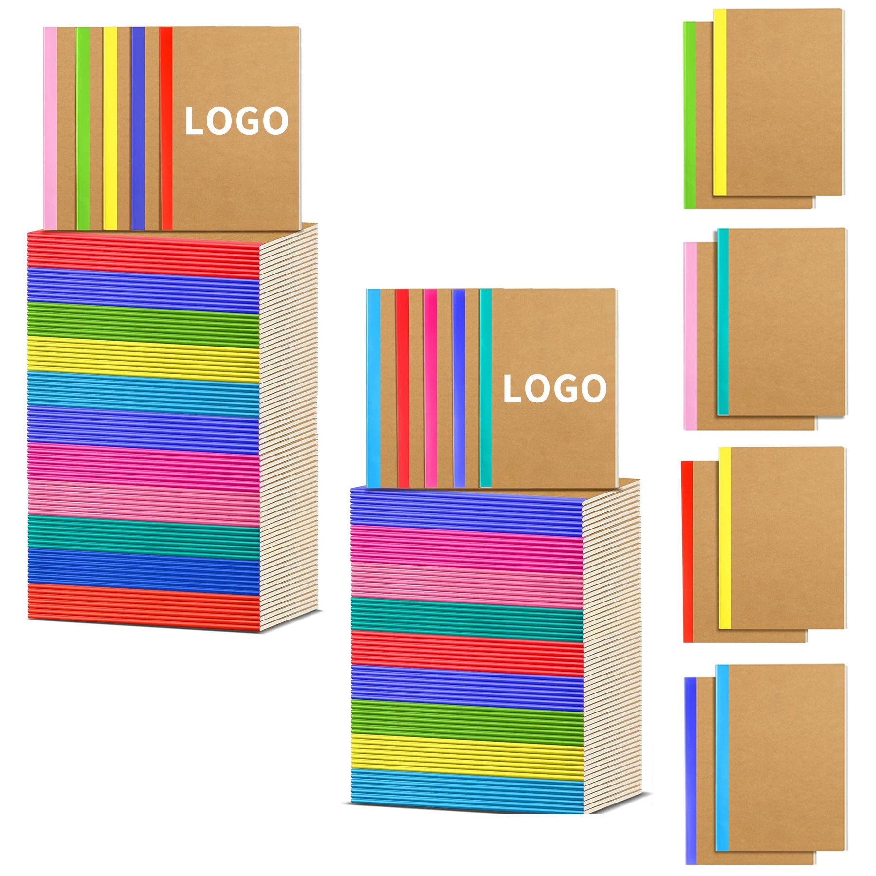 60 Pages 5.8 x 8.3 Inch Soft Cover Composition Ruled Lined A5 Kraft Notebook image 0