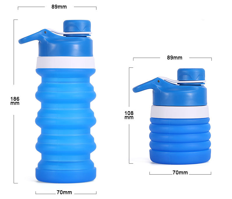 Foldable Silicone Water Bottle - Gray Black