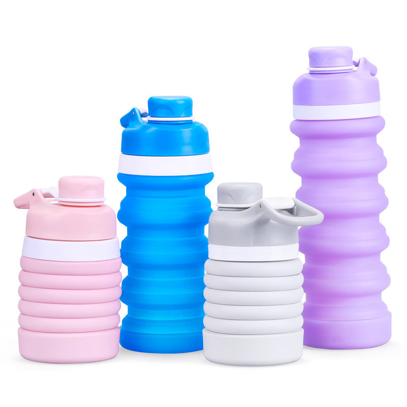Foldable Silicone Water Bottle - Gray Black