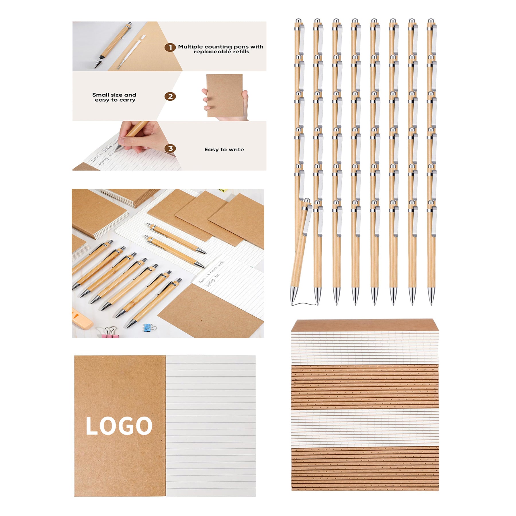 24 Sheets 48 Pages 3.5 x 5.5 Inch Mini Notebook and Retractable Ballpoint Pen Set image 0
