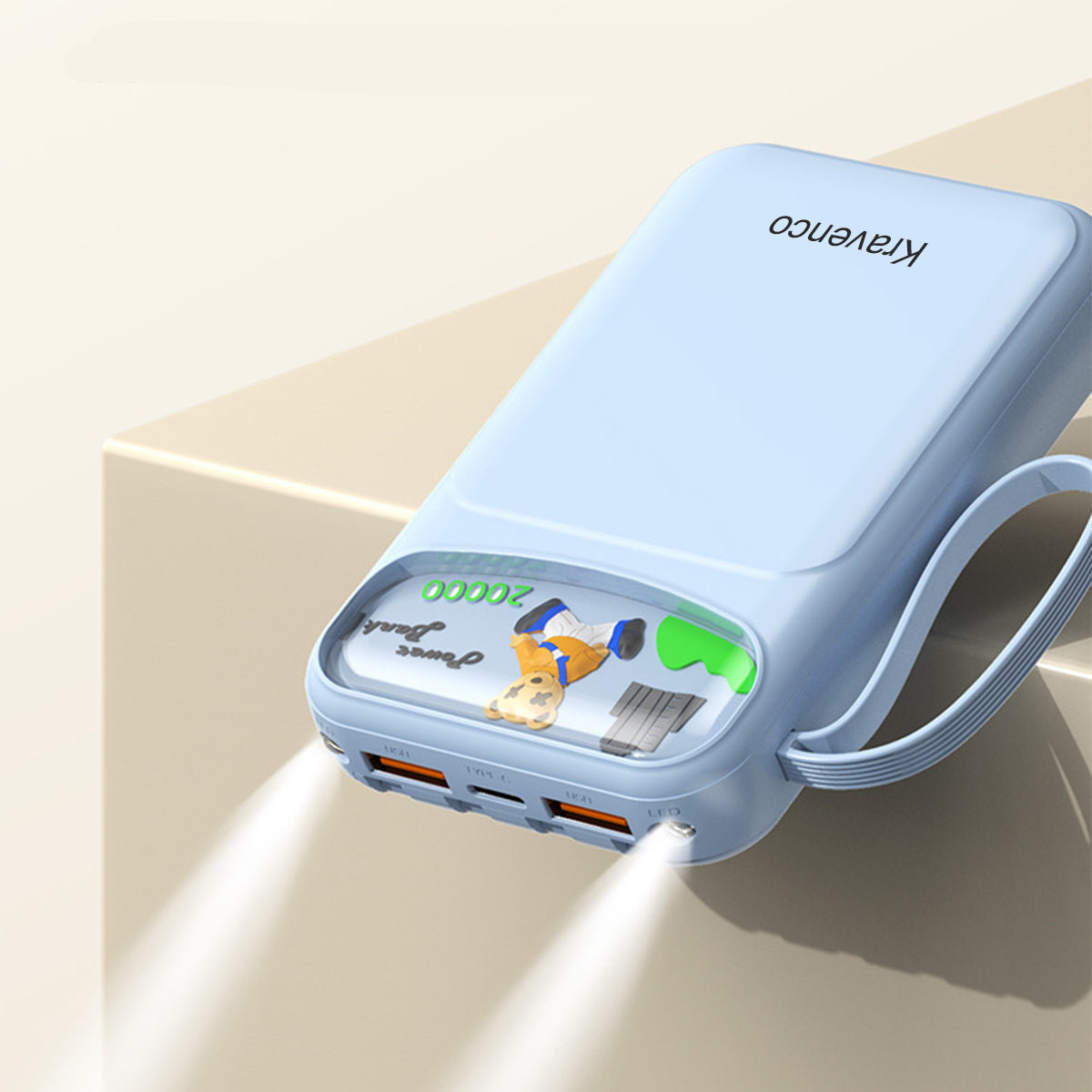 Kravenco Portable Charger, USB C in&amp;out High-Speed Charging Battery Pack, External Phone Powerbank Compatible with iPhone 16 15 14 13 12 Samsung S22 S21 Google iPad etc