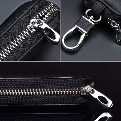Genuine Leather Key Fob Case with Zipper: Protective Car Keychain Holder