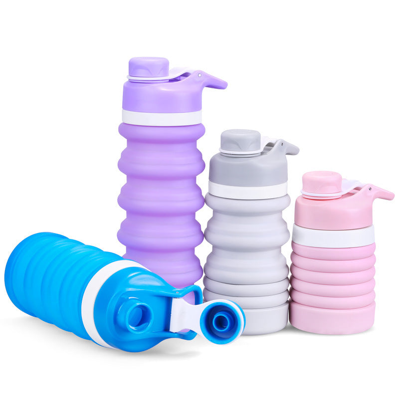 Foldable Silicone Water Bottle - Gray Black