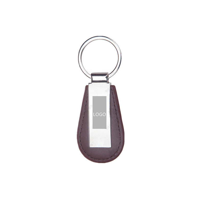 Metal Keychain With PU Leather image 1