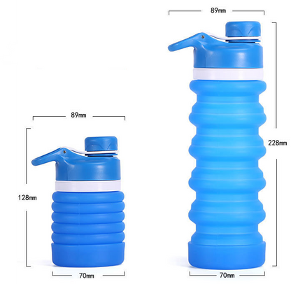 Foldable Silicone Water Bottle - Gray Black