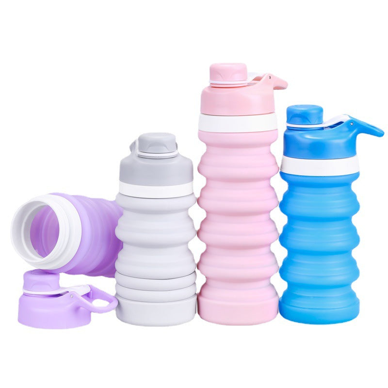 Foldable Silicone Water Bottle - Gray Black