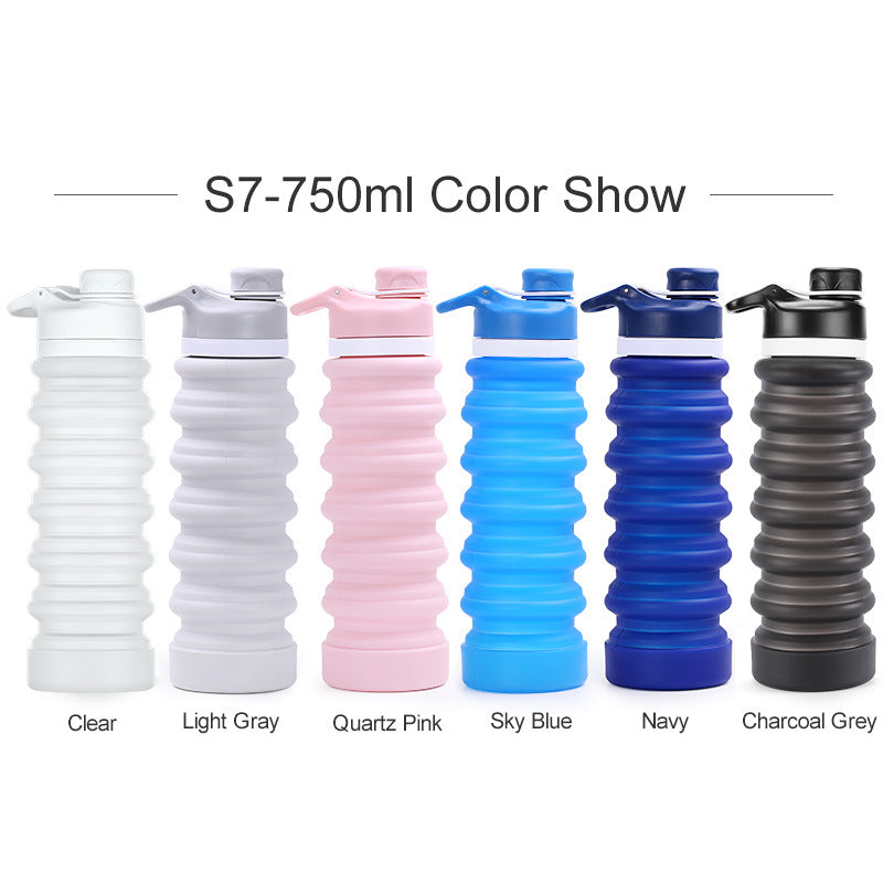 Foldable Silicone Water Bottle - Gray Black