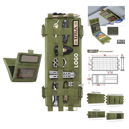 13.5" Width 7" Height Tactical Car Sun Visor Cover Molle Webbing Visor Panel Organizer image 1