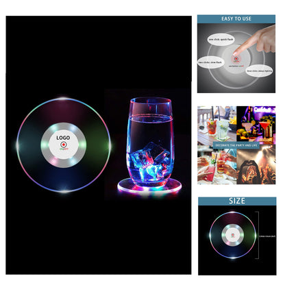 3.93 Inches Diameter 6 Colors 3 Light Modes Colorful Led Ultra-Thin Light up Drink Coaster image 0