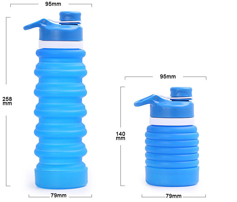 Foldable Silicone Water Bottle - Gray Black