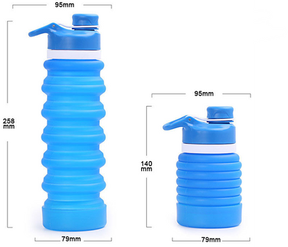 Foldable Silicone Water Bottle - Gray Black