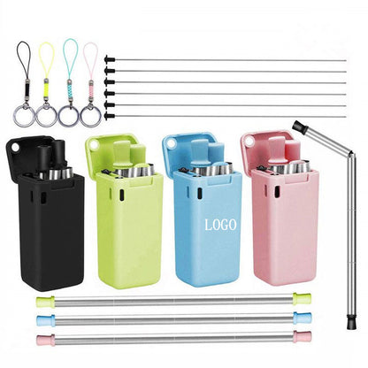 Foldable Metal Straw With Pop-up Case