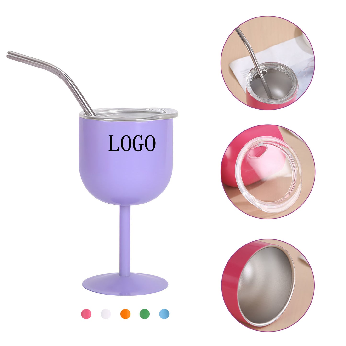 Stainless steel insulated double layered mini 4-ounce champagne glass with straw