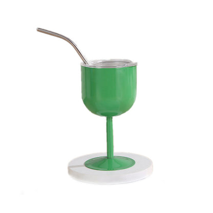 Stainless steel insulated double layered mini 4-ounce champagne glass with straw