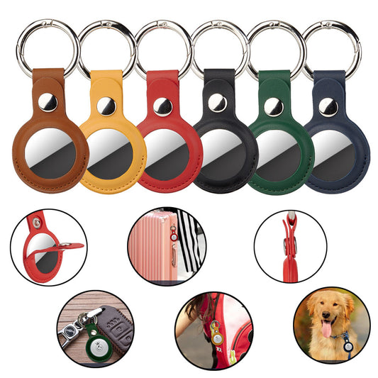 PU Key Tag Tracker Cover Key Ring Access Card Sleeve Anti-Lost Protector Holder Carabiner Clip