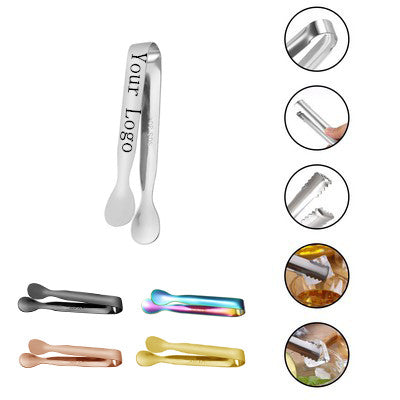 Stainless Steel Ice Cube Tongs - Black