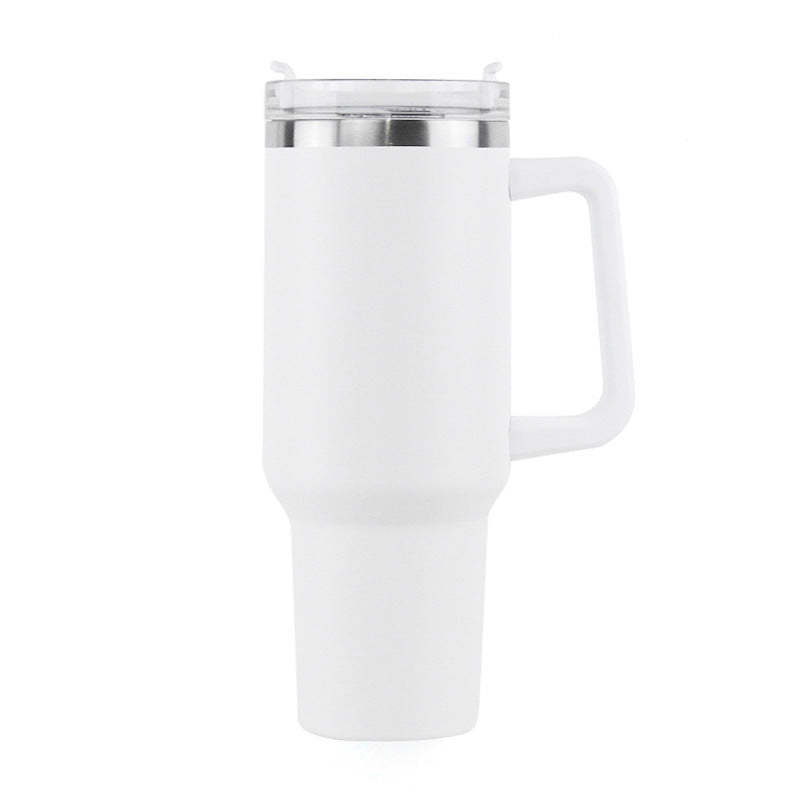 40OZ Double Walls Stainless Steel Auto Tumbler With Straw And Handle image 1