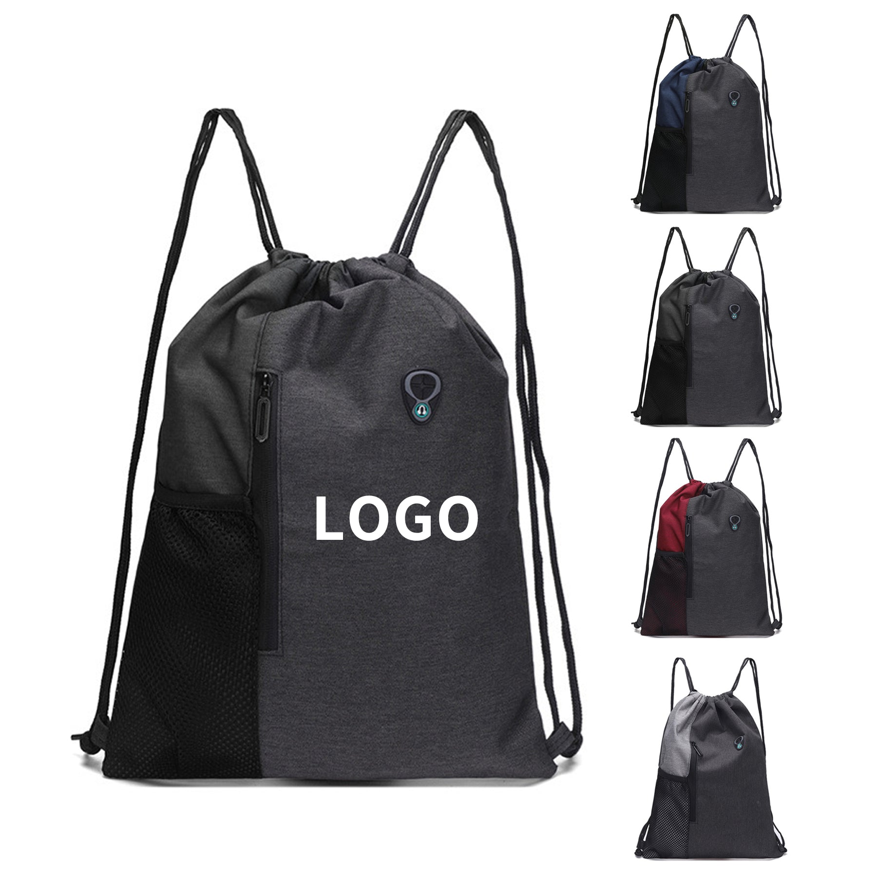 Oxford Nylon Drawstring Backpack with Headphone Jack image 0
