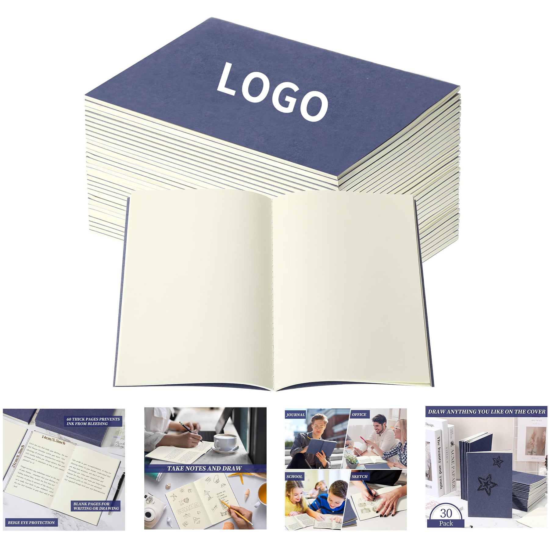 60 Pages A5 Unlined Blank Kraft Notebooks Composition Notebooks image 1