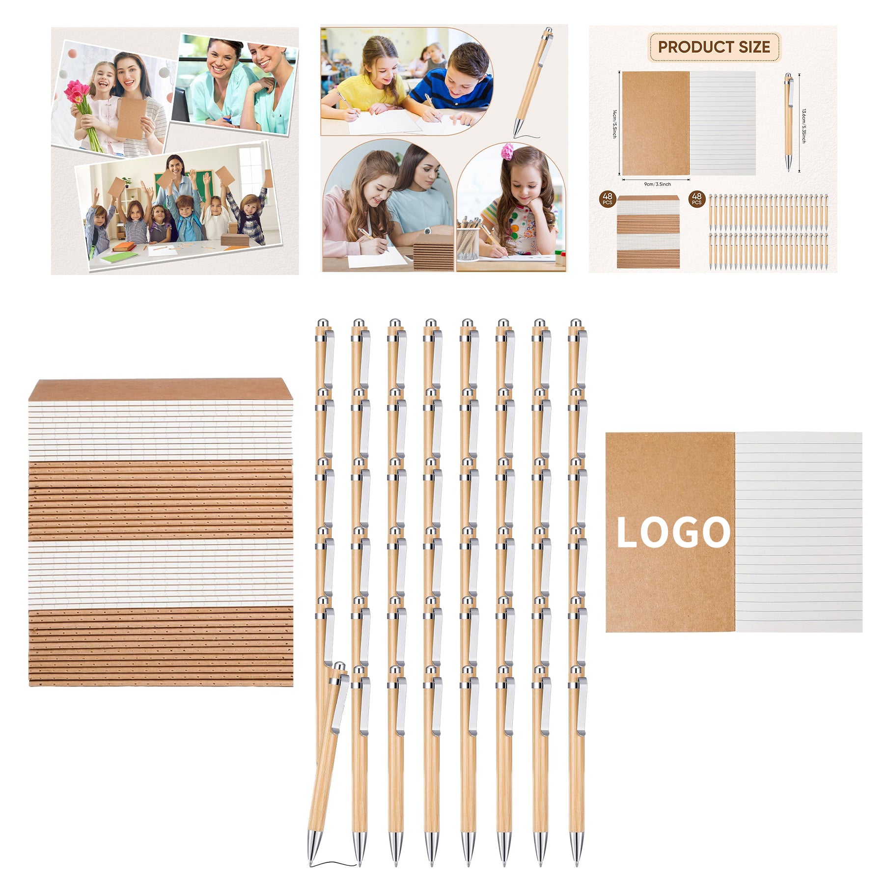 24 Sheets 48 Pages 3.5 x 5.5 Inch Mini Notebook and Retractable Ballpoint Pen Set image 1