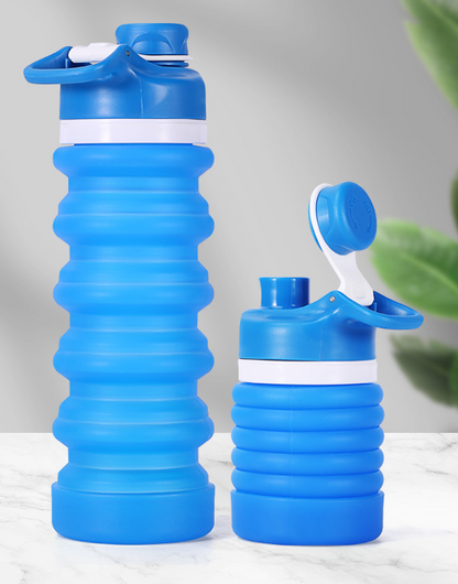 Foldable Silicone Water Bottle - Gray Black