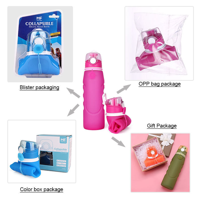 Foldable Silicone Water Bottle - Gray Black